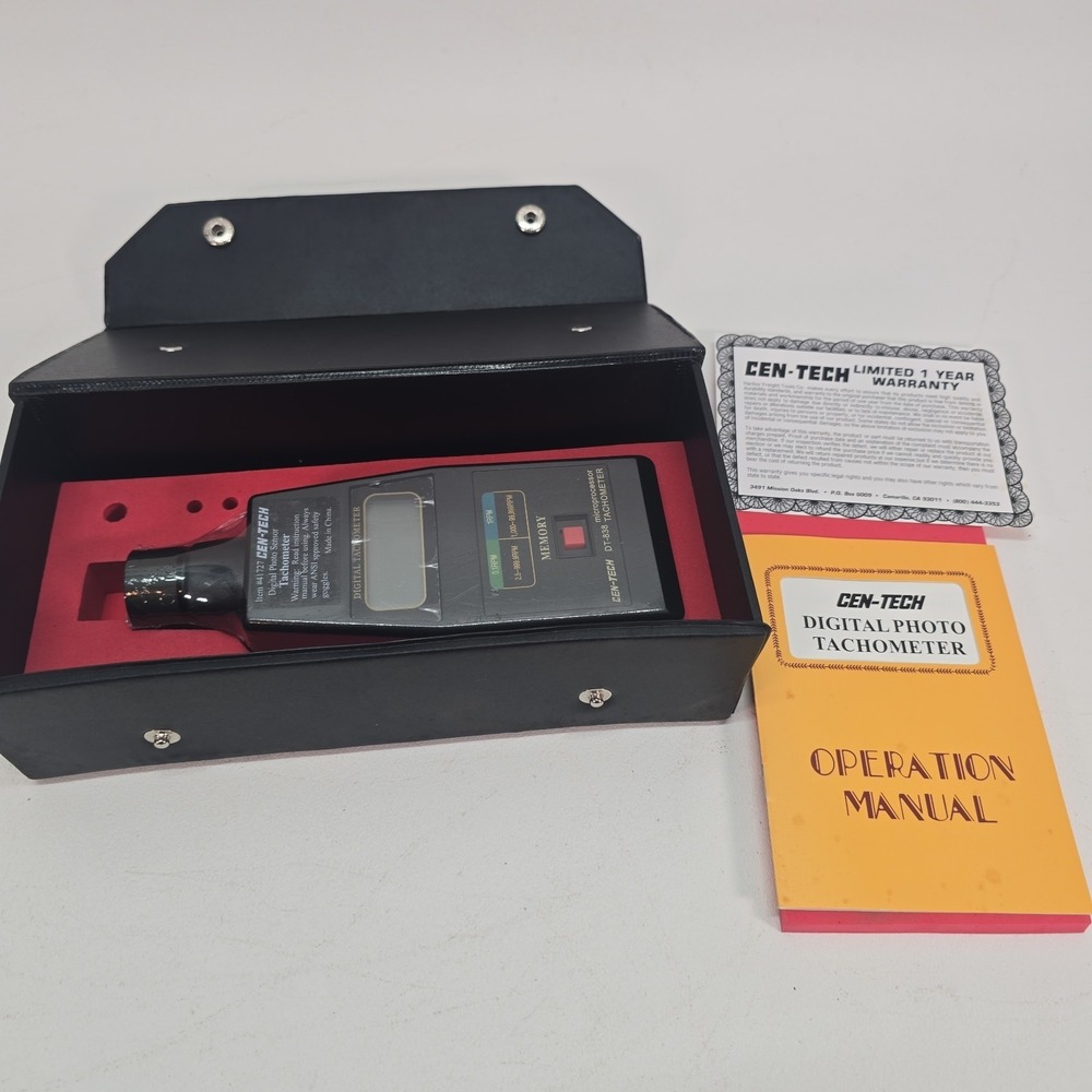 Cen Tech Digital‎ Photo Sensor Tachometer 41727 / DT-838 w/ case + Manual